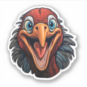 ハッピーサンクスギビングクールマンガおもしろいートルコ顔 シール (正面)