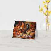 ハッピーサンクスギビングコルヌコピア秋ハーベストチキン カード (黄色い花)