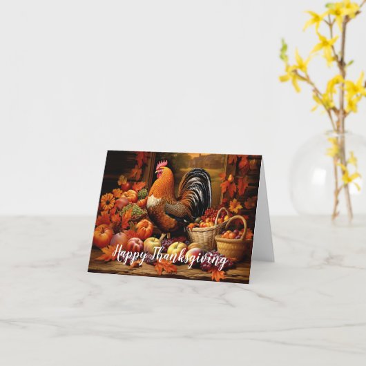ハッピーサンクスギビングコルヌコピア秋ハーベストチキン カード (黄色い花)