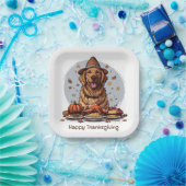 ハッピーサンクスギビングゴールデンレトリバードッグ ペーパープレート (パーティー)