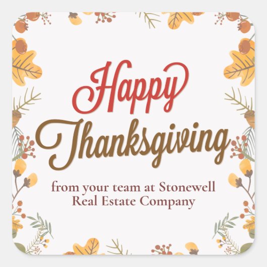ハッピーサンクスギビングシック紅葉カスタム会社 スクエアシール (正面)