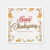 ハッピーサンクスギビングシック紅葉会社パーティー スタンダードカクテルナプキン (正面)