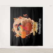 ハッピーサンクスギビングタイポグラフィタペストリー タペストリー (正面)