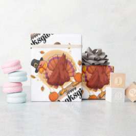 ハッピーサンクスギビングタイポグラフィラッピング紙 ラッピングペーパー