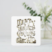 ハッピーサンクスギビングタイポグラフィ金ゴールドハーベストパンプキン シーズンカード (スタンド正面)