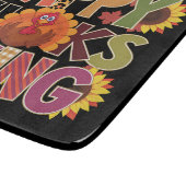 ハッピーサンクスギビングターキーおもしろいパンプキンシーズン カッティングボード (角)