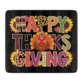 ハッピーサンクスギビングターキーおもしろいパンプキンシーズン カッティングボード (正面)
