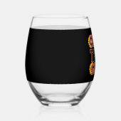 ハッピーサンクスギビングターキーおもしろいパンプキンシーズン ステムなしワイングラス (右)