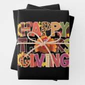 ハッピーサンクスギビングターキーおもしろいパンプキンシーズン ラッピングペーパーシート (インサイチュ)