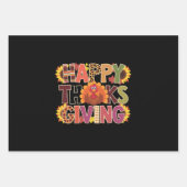 ハッピーサンクスギビングターキーおもしろいパンプキンシーズン ラッピングペーパーシート (正面)