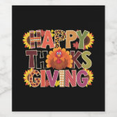 ハッピーサンクスギビングターキーおもしろいパンプキンシーズン ワインラベル (シングルラベル)