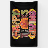 ハッピーサンクスギビングターキーおもしろいパンプキンシーズン 横断幕 (縦)
