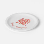 ハッピーサンクスギビングターキーオレンジ紙プレート ペーパープレート (アングル)