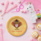 ハッピーサンクスギビングターキーオレンジ ペーパープレート (パーティー)