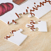 ハッピーサンクスギビングターキークランベリーパイホリデー ジグソーパズル (側面)