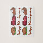 ハッピーサンクスギビングターキークランベリーパイホリデー ジグソーパズル (縦)