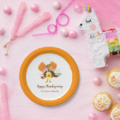 ハッピーサンクスギビングターキーサービングパイ&アイスクリーム ペーパープレート (パーティー)