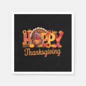 ハッピーサンクスギビングターキーズ秋 スタンダードカクテルナプキン (正面)