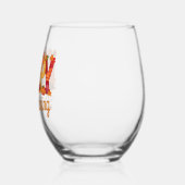 ハッピーサンクスギビングターキーズ秋 ステムなしワイングラス (右)