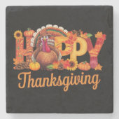 ハッピーサンクスギビングターキーズ秋 ストーンコースター (正面)