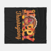 ハッピーサンクスギビングターキーズ秋 フリースブランケット (正面(横))