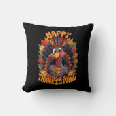 ハッピーサンクスギビングターキーファミリー秋 クッション (正面)