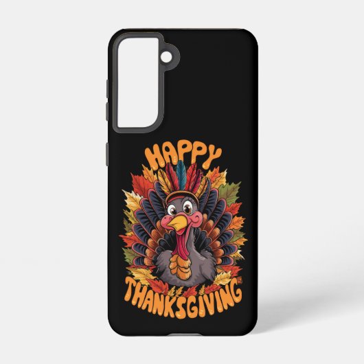 ハッピーサンクスギビングターキーファミリー秋 SAMSUNG GALAXYケース (裏面)