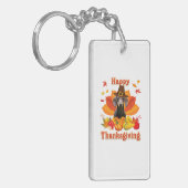 ハッピーサンクスギビングダッシュント犬のオーナーペットラバー キーホルダー (正面左)