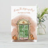 ハッピーサンクスギビングデイオータムハウスドアパンプキン シーズンカード (スタンド正面)