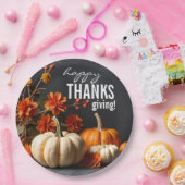 ハッピーサンクスギビングデイカボチャ花 ペーパープレート (パーティー)