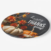 ハッピーサンクスギビングデイカボチャ花 ペーパープレート (アングル)