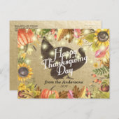 ハッピーサンクスギビングデイターキーパンプキンズ紅葉 シーズンポストカード (正面/裏面)