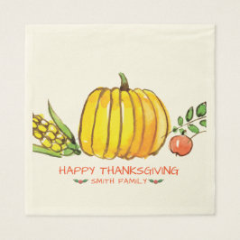 ハッピーサンクスギビングデイファミリーディナーお祝い スタンダードランチョンナプキン