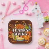 ハッピーサンクスギビングデイフード紙プレート ペーパープレート (パーティー)