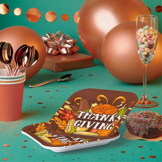 ハッピーサンクスギビングデイフード紙プレート ペーパープレート
