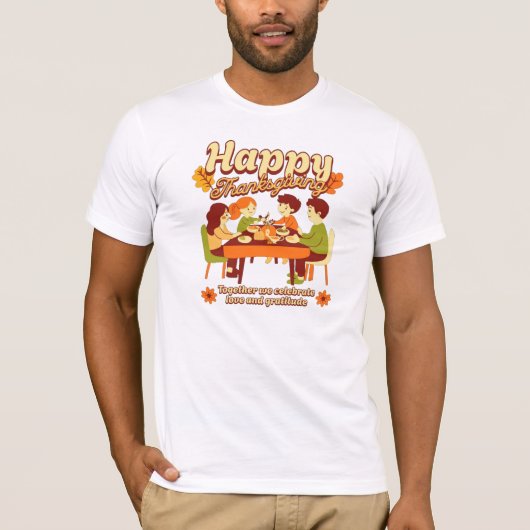 ハッピーサンクスギビングデー 家族愛 Tシャツ (正面)