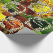 ハッピーサンクスギビングトルコフローラ秋の花 ラッピングペーパー (角)