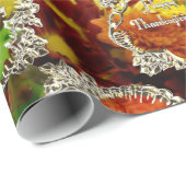 ハッピーサンクスギビングトルコフローラ秋の花 ラッピングペーパー (ロールコーナー)