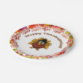 ハッピーサンクスギビングトルコ囲まれた紅葉 ペーパープレート (アングル)