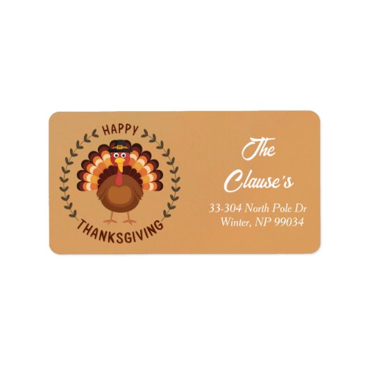 ハッピーサンクスギビングトルコ差出人住所ラベル ラベル (正面)