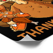 ハッピーサンクスギビングトルコ投げ食べ物おもしろい少年K ポスター (角)