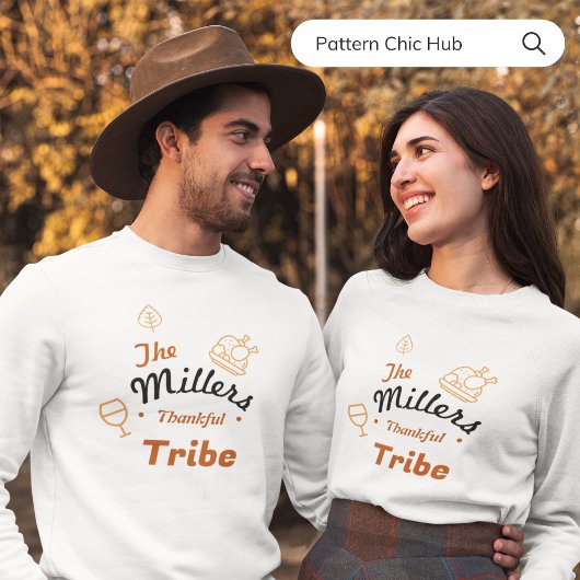 ハッピーサンクスギビングトルコ秋懇親会ファミリー スウェットシャツ