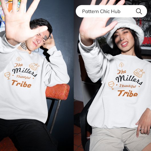 ハッピーサンクスギビングトルコ秋懇親会ファミリー スウェットシャツ