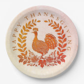 ハッピーサンクスギビングトルコ紙プレート ペーパープレート (正面)