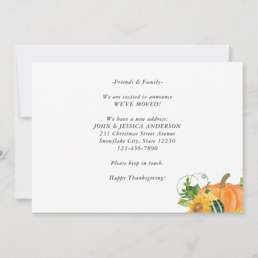 ハッピーサンクスギビングニューホームカボプキンホリデームービング 案内状 (裏面)