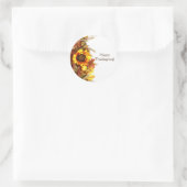 ハッピーサンクスギビングパンプキンサンフラワー封筒用シール ラウンドシール (バッグ)