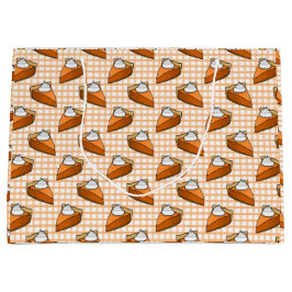 ハッピーサンクスギビングパンプキンパイオレンジギンガム ラージペーパーバッグ