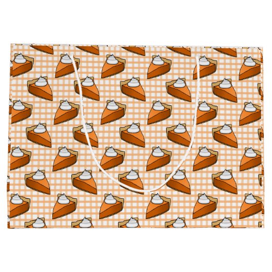 ハッピーサンクスギビングパンプキンパイオレンジギンガム ラージペーパーバッグ (裏面)