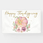 ハッピーサンクスギビングパンプキンピンクとグリッター 横断幕 (横)