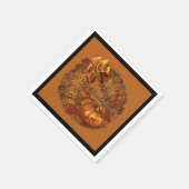 ハッピーサンクスギビングパンプキンリースナプキンス スタンダードカクテルナプキン (角)